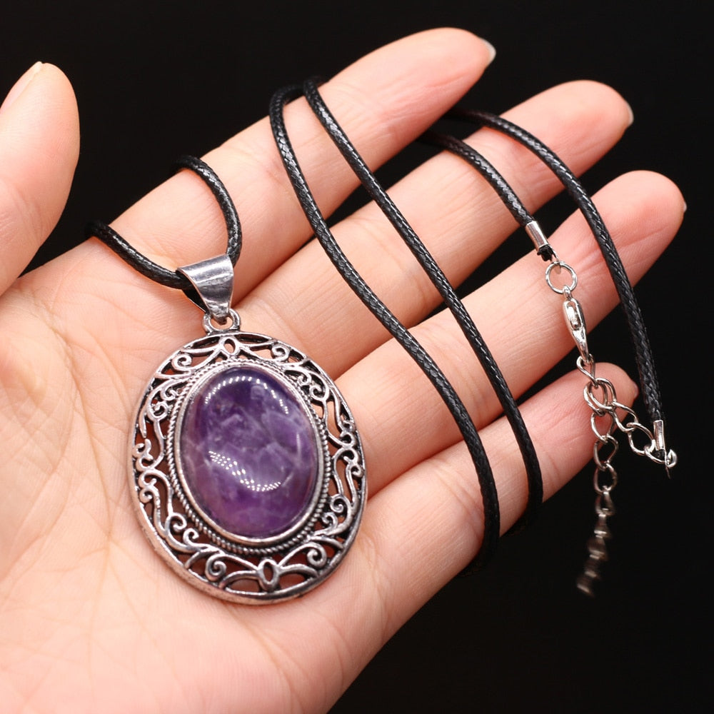 Natural Stone Necklace Water Drop Crystal Opal Necklace