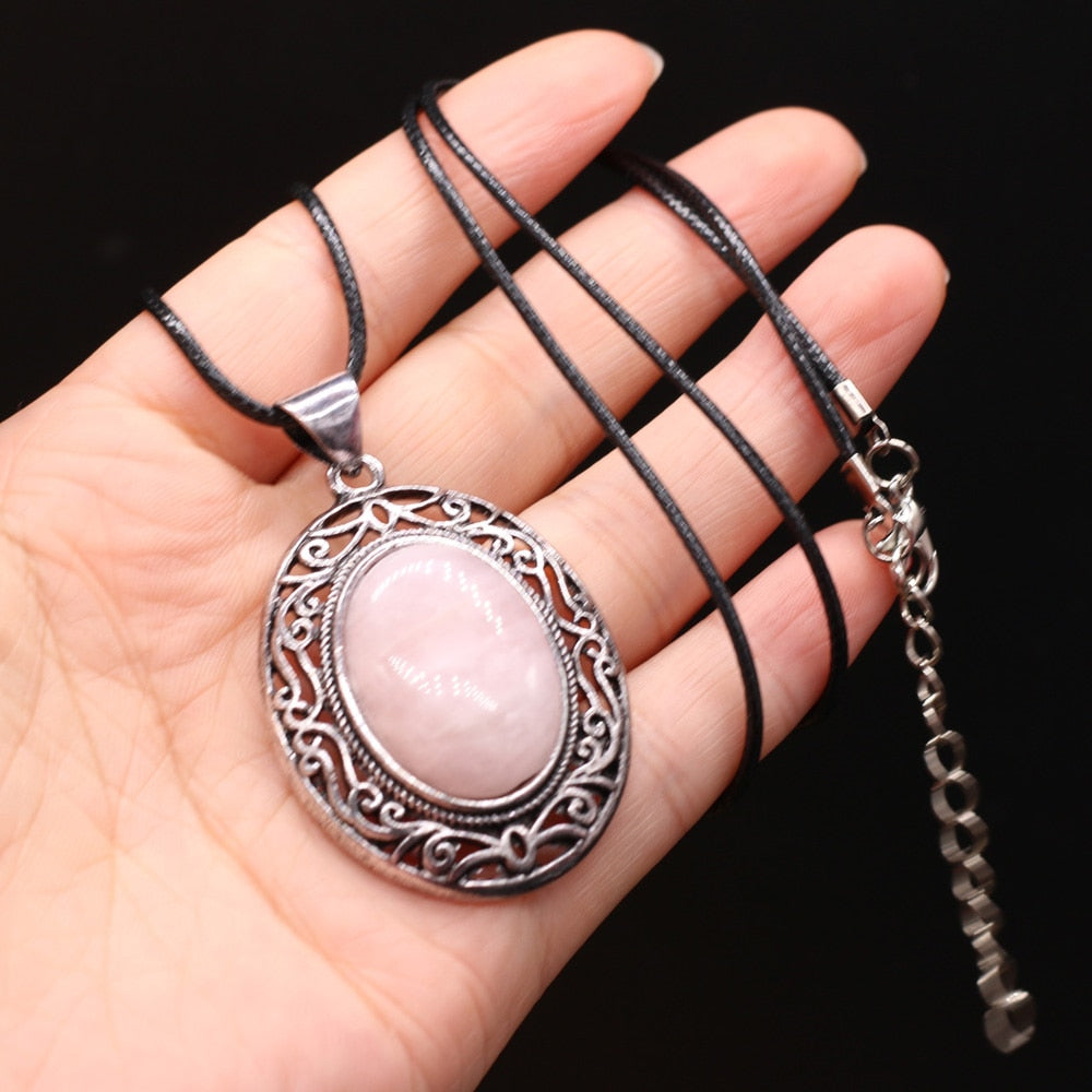 Natural Stone Necklace Water Drop Crystal Opal Necklace