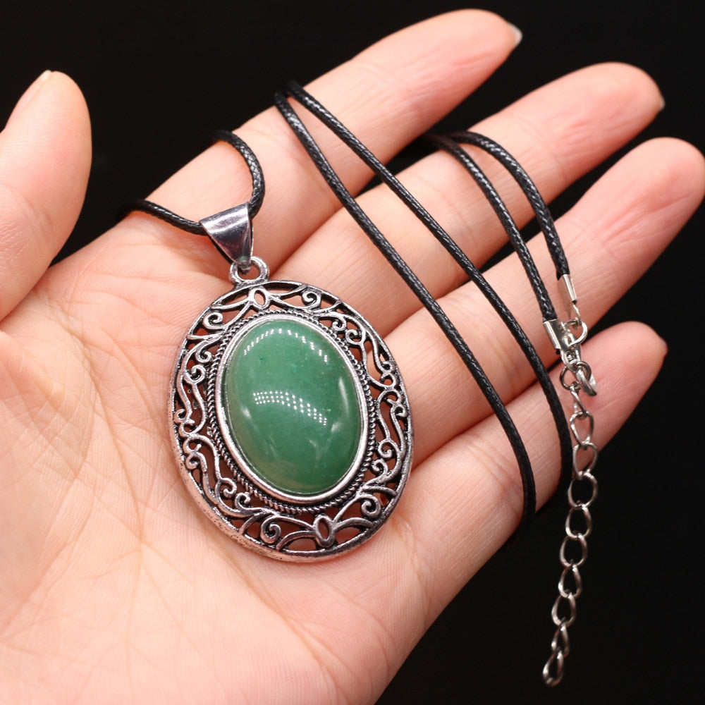 Natural Stone Necklace Water Drop Crystal Opal Necklace