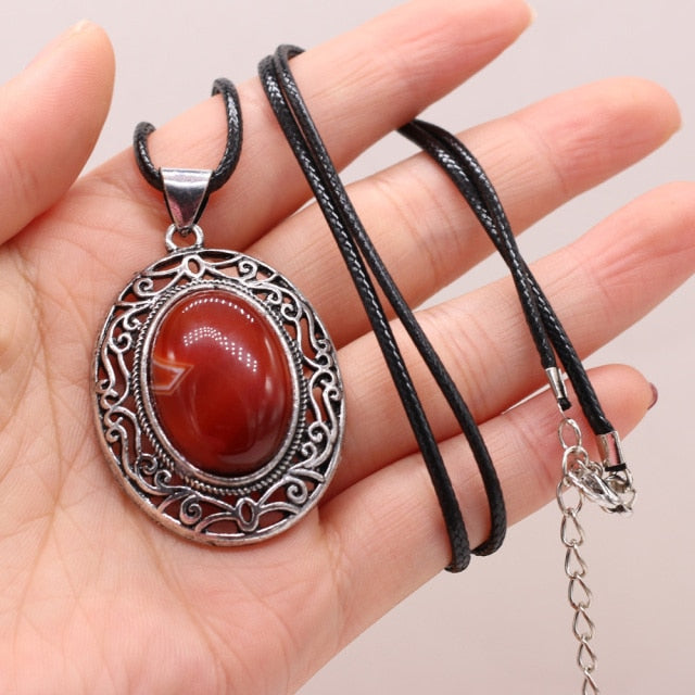Natural Stone Necklace Water Drop Crystal Opal Necklace