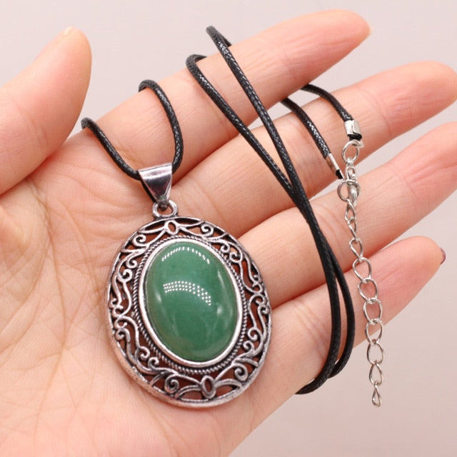 Natural Stone Necklace Water Drop Crystal Opal Necklace