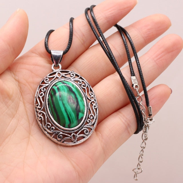 Natural Stone Necklace Water Drop Crystal Opal Necklace