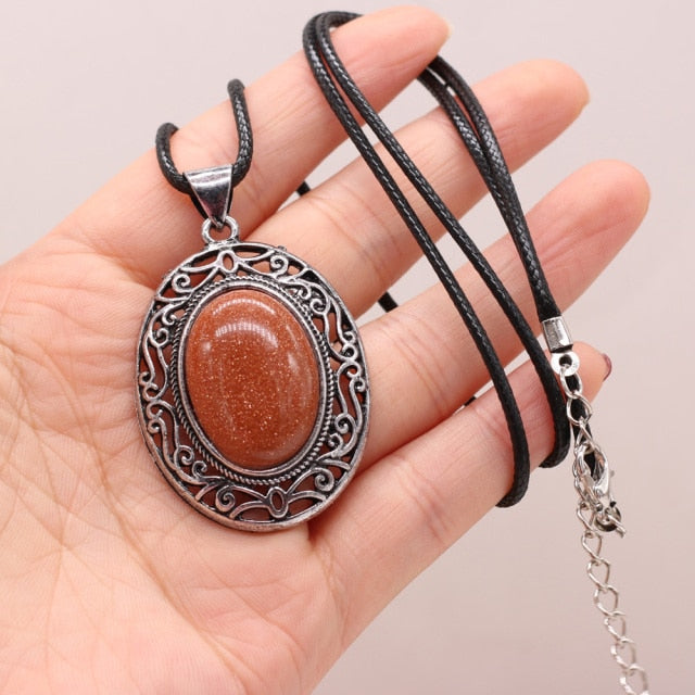 Natural Stone Necklace Water Drop Crystal Opal Necklace