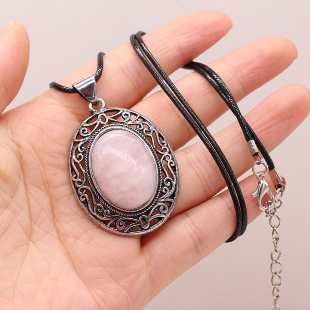 Natural Stone Necklace Water Drop Crystal Opal Necklace