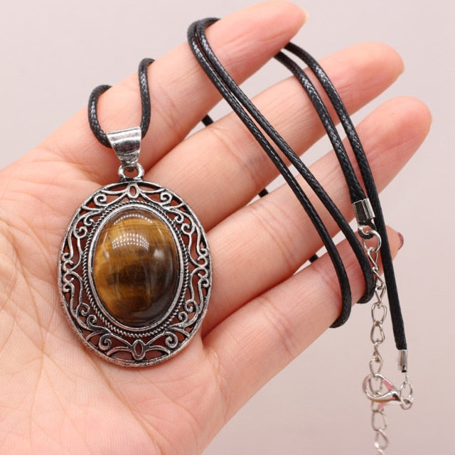 Natural Stone Necklace Water Drop Crystal Opal Necklace