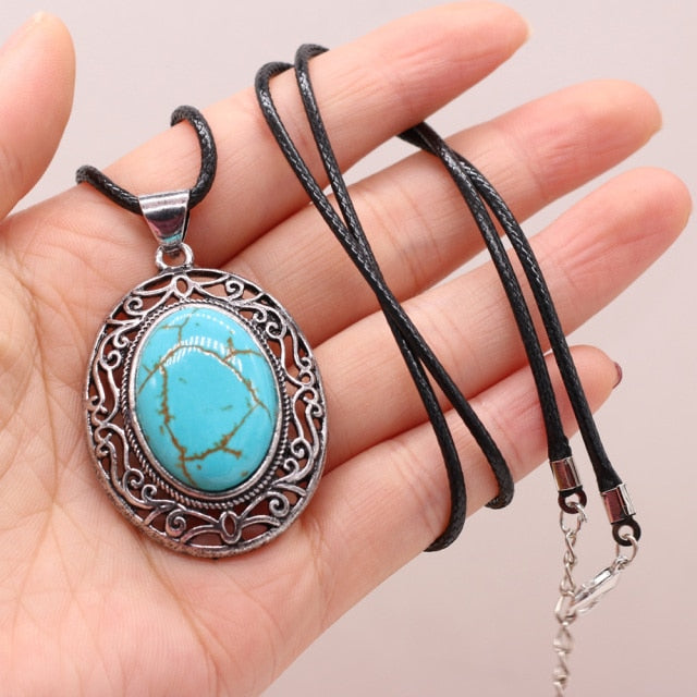 Natural Stone Necklace Water Drop Crystal Opal Necklace