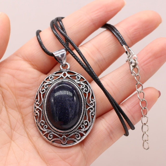 Natural Stone Necklace Water Drop Crystal Opal Necklace