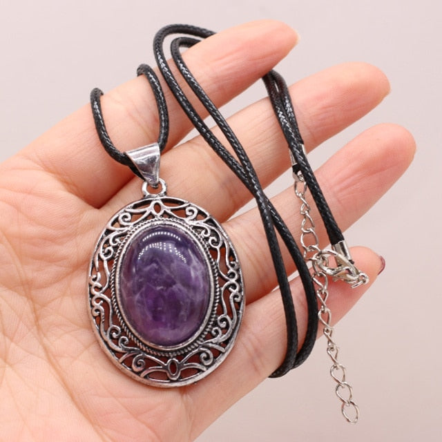 Natural Stone Necklace Water Drop Crystal Opal Necklace