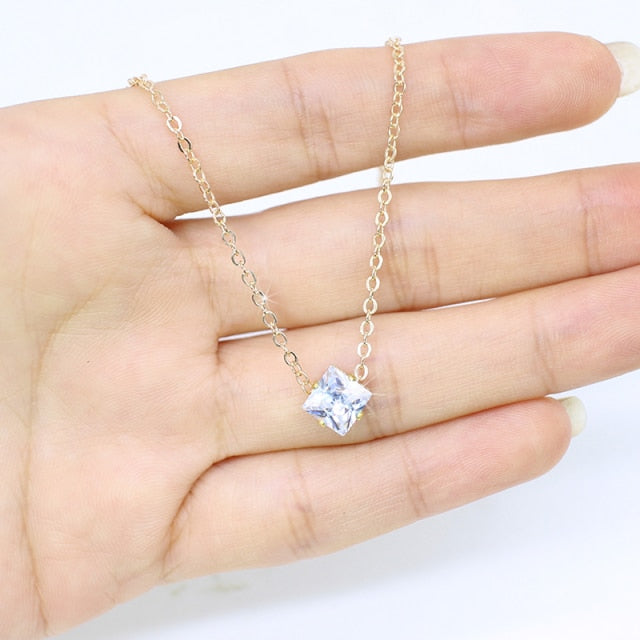 Shiny Zircon Invisible Transparent  Simple Choker Necklace