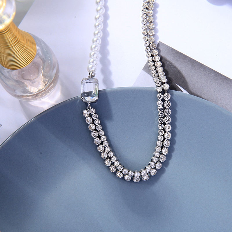 Korean Style Simulation Pearl Asymmetric Choker