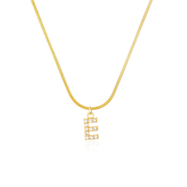 Inlaid Zircon Letter Initial Necklace