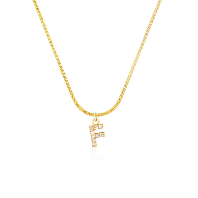 Inlaid Zircon Letter Initial Necklace