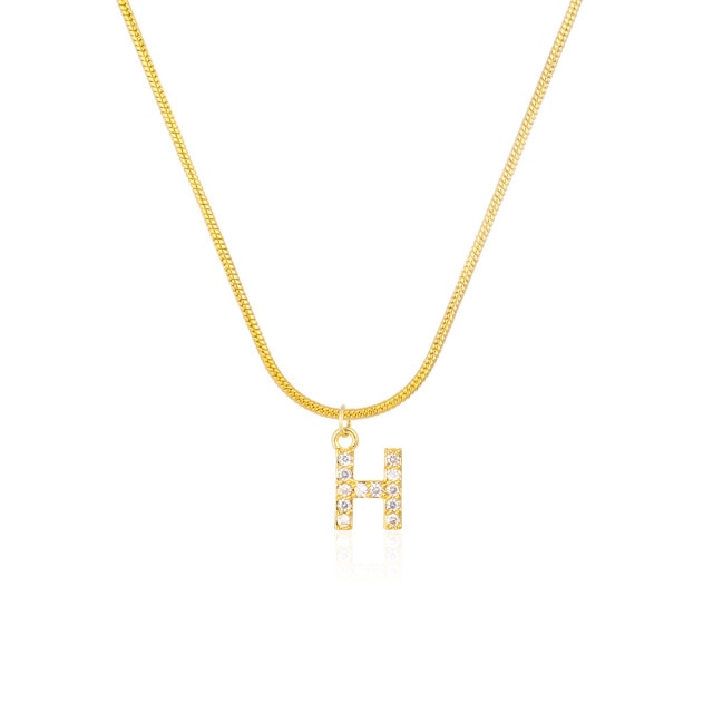 Inlaid Zircon Letter Initial Necklace