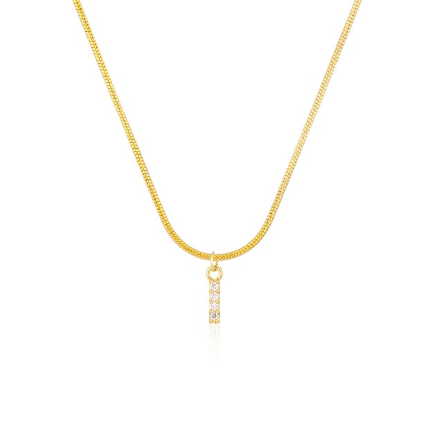 Inlaid Zircon Letter Initial Necklace