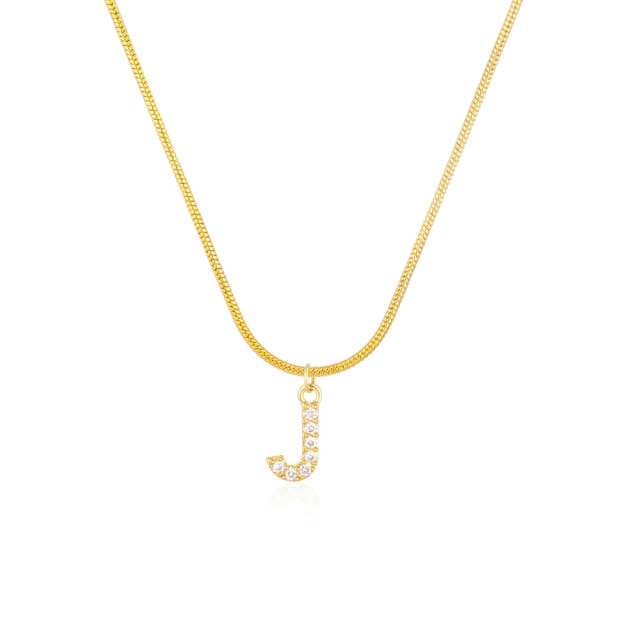 Inlaid Zircon Letter Initial Necklace
