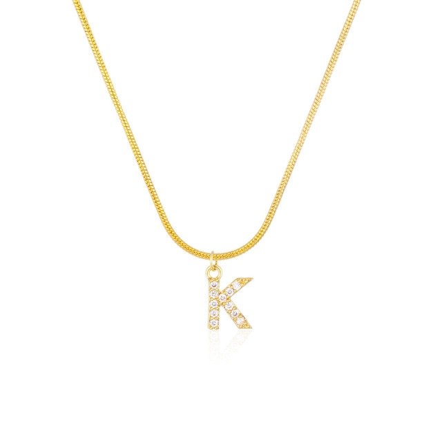 Inlaid Zircon Letter Initial Necklace