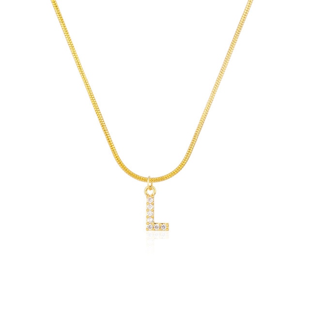 Inlaid Zircon Letter Initial Necklace