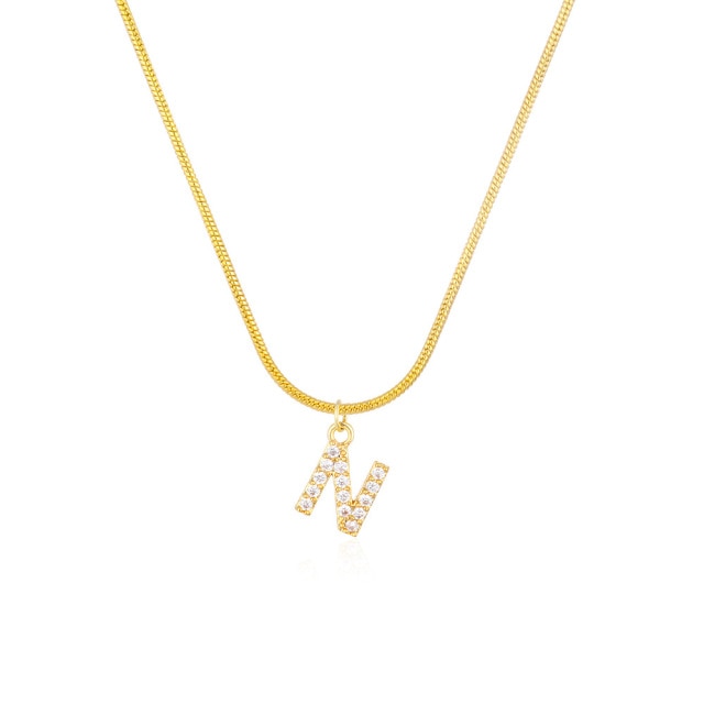 Inlaid Zircon Letter Initial Necklace