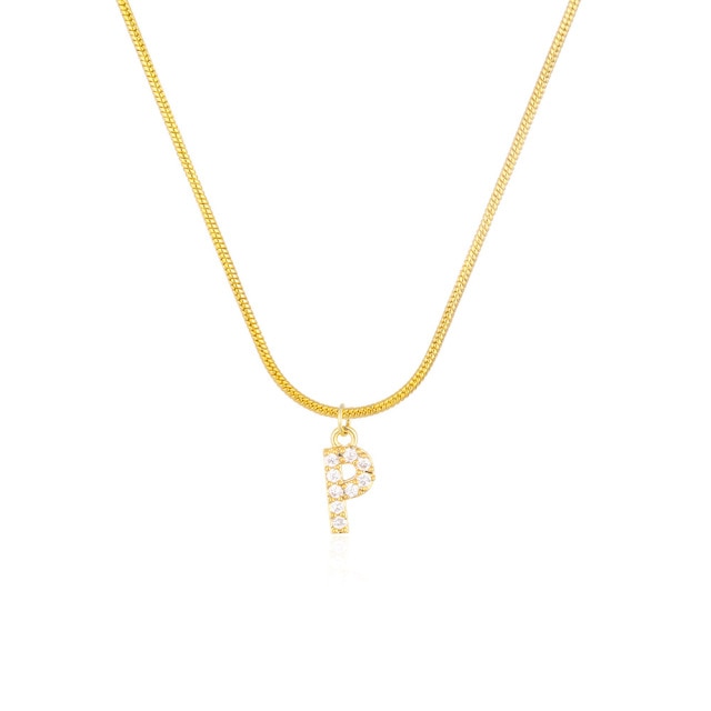 Inlaid Zircon Letter Initial Necklace
