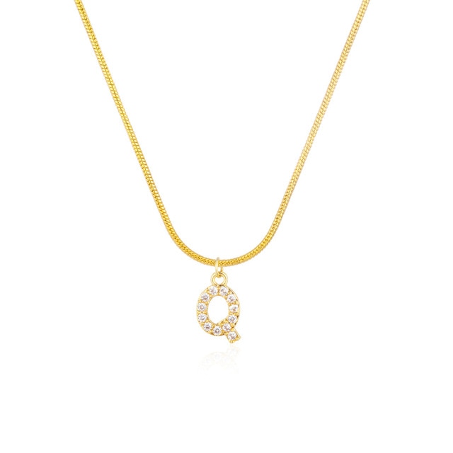 Inlaid Zircon Letter Initial Necklace