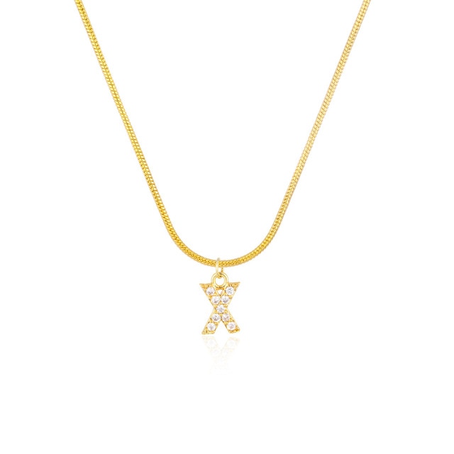 Inlaid Zircon Letter Initial Necklace