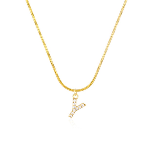 Inlaid Zircon Letter Initial Necklace