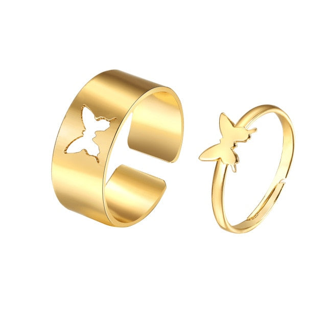 5 Pcs Simple Fashion Wave Pattern Ring Set