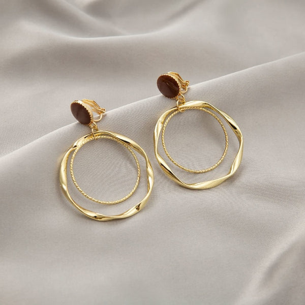 Pendientes de clip coreanos elegantes y lujosos