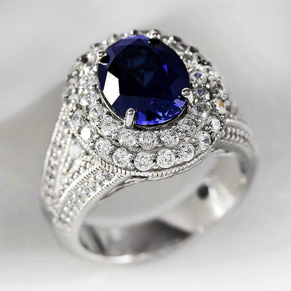 Gorgeous Blue Cubic Zirconia Wedding Ring for Women