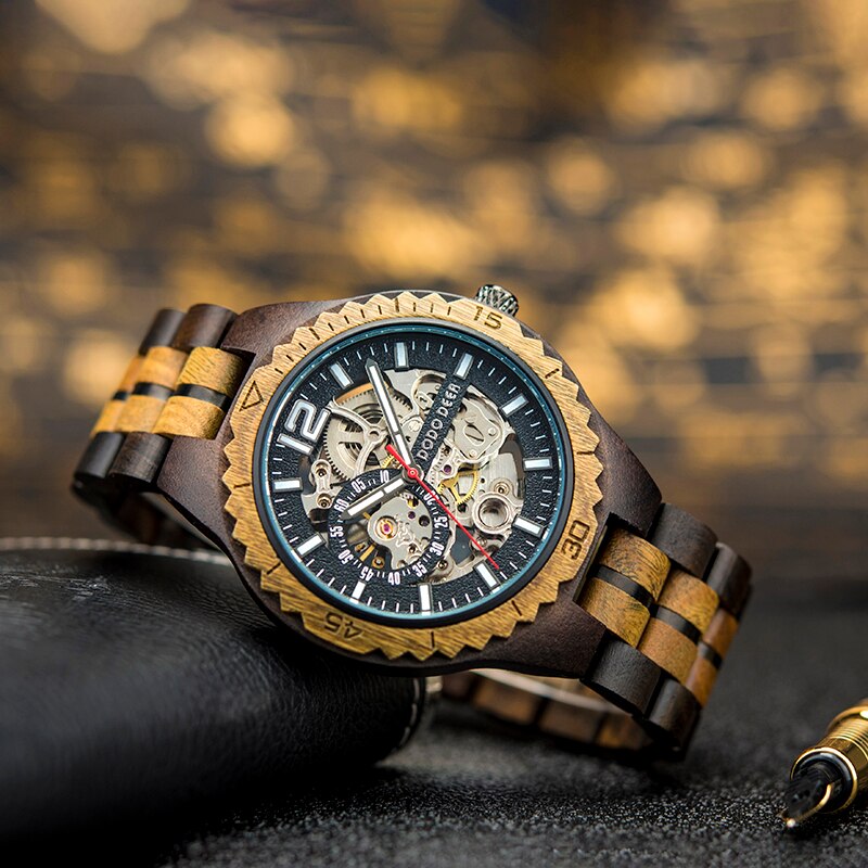 Couple Wooden  Watch Male Ladies Waterproof in Gift Box