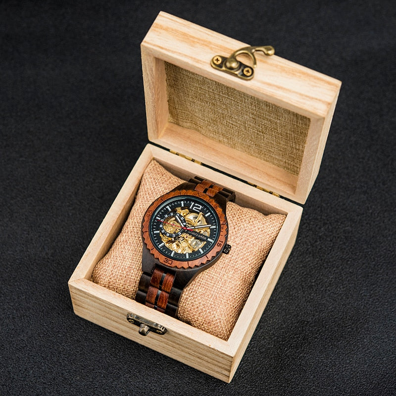Couple Wooden  Watch Male Ladies Waterproof in Gift Box