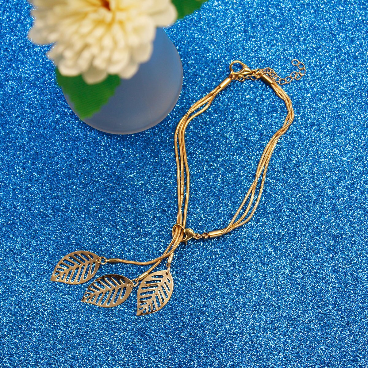 Korean Version Of Ins Gold Wire Mesh Hollow Heart Leaf Bracelet