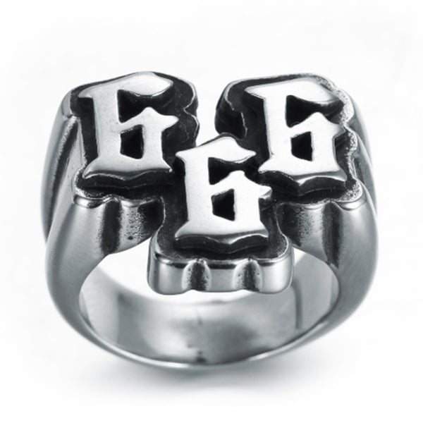 Anillo de hombre con personalidad punk de moda número 666