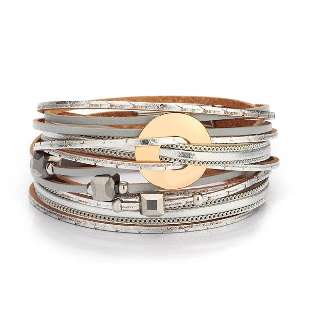 Multilayer Fashion Boho Magnetic Wrap Accessories  Bangle for Women