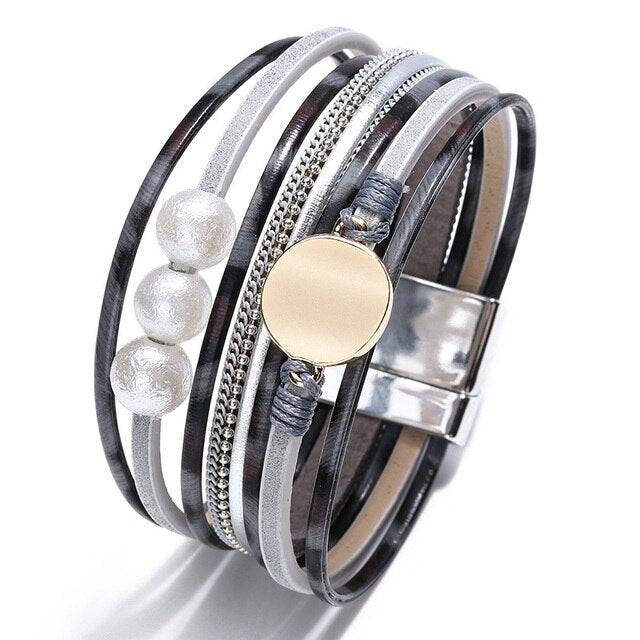 Multilayer Fashion Boho Magnetic Wrap Accessories  Bangle for Women