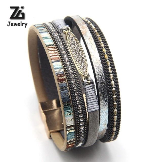 Multilayer Fashion Boho Magnetic Wrap Accessories  Bangle for Women