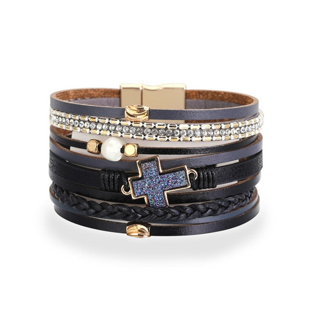 Multilayer Fashion Boho Magnetic Wrap Accessories  Bangle for Women