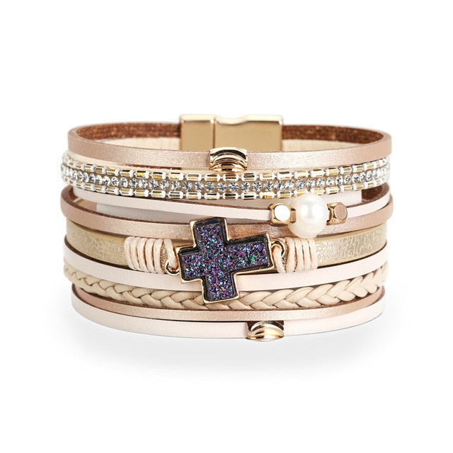 Multilayer Fashion Boho Magnetic Wrap Accessories  Bangle for Women