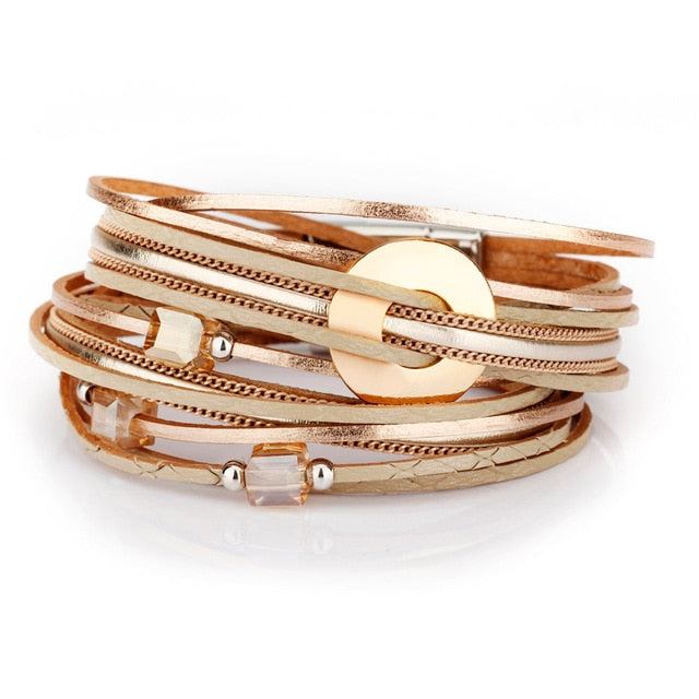 Multilayer Fashion Boho Magnetic Wrap Accessories  Bangle for Women
