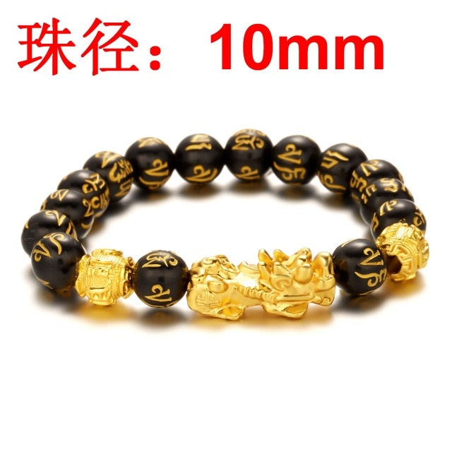 Buddhism Feng Shui Obsidian Stone Beads Bracelet Men Women