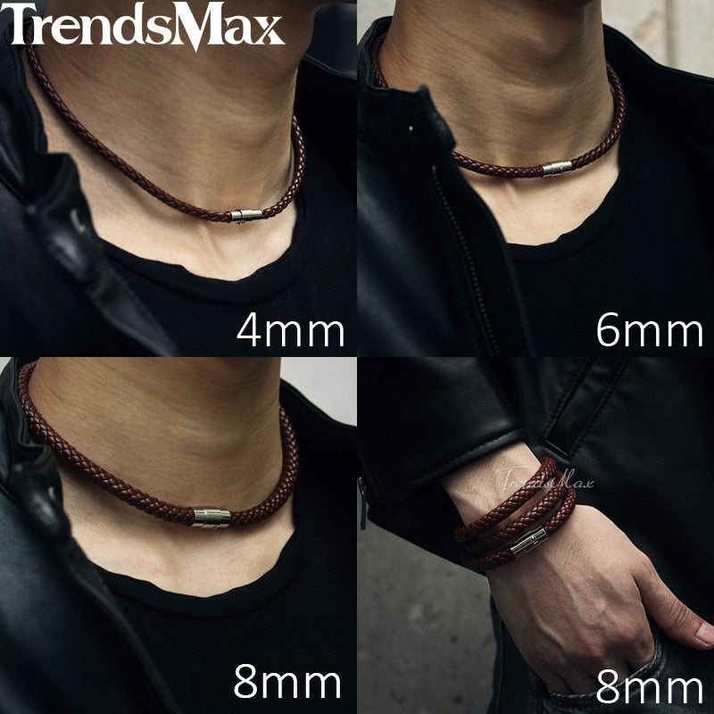 Classic Men's Leather Necklace Choker
