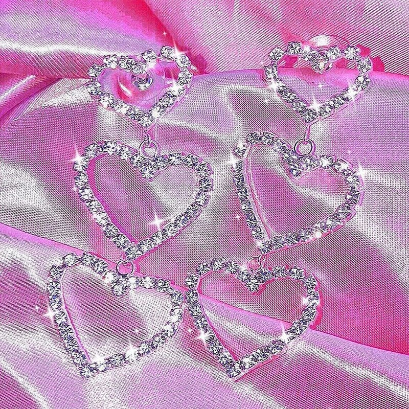 Vintage Shiny Hollow Out Heart Dangle Earrings