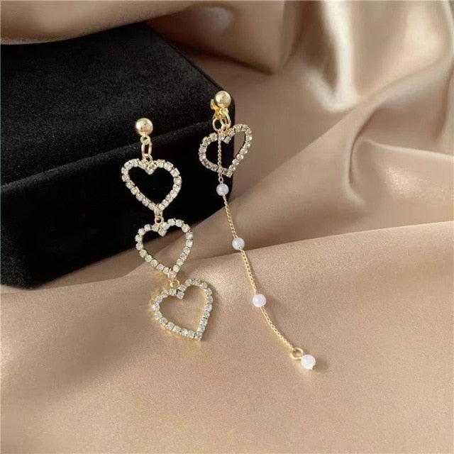 Vintage Shiny Hollow Out Heart Dangle Earrings