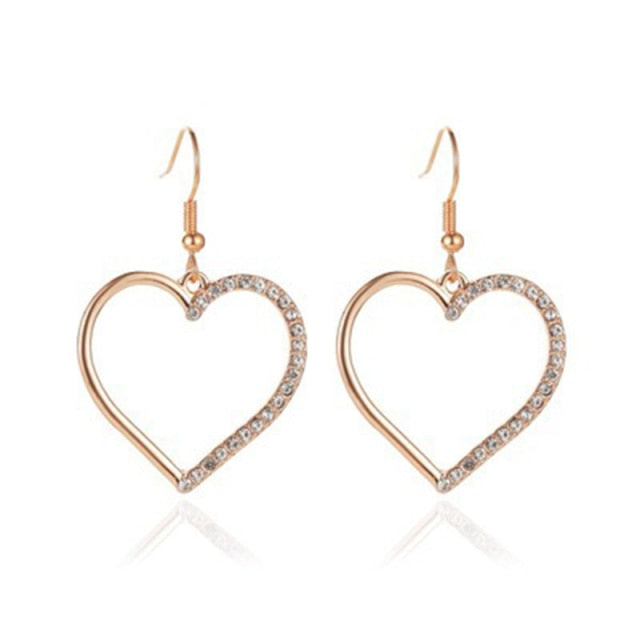 Vintage Shiny Hollow Out Heart Dangle Earrings