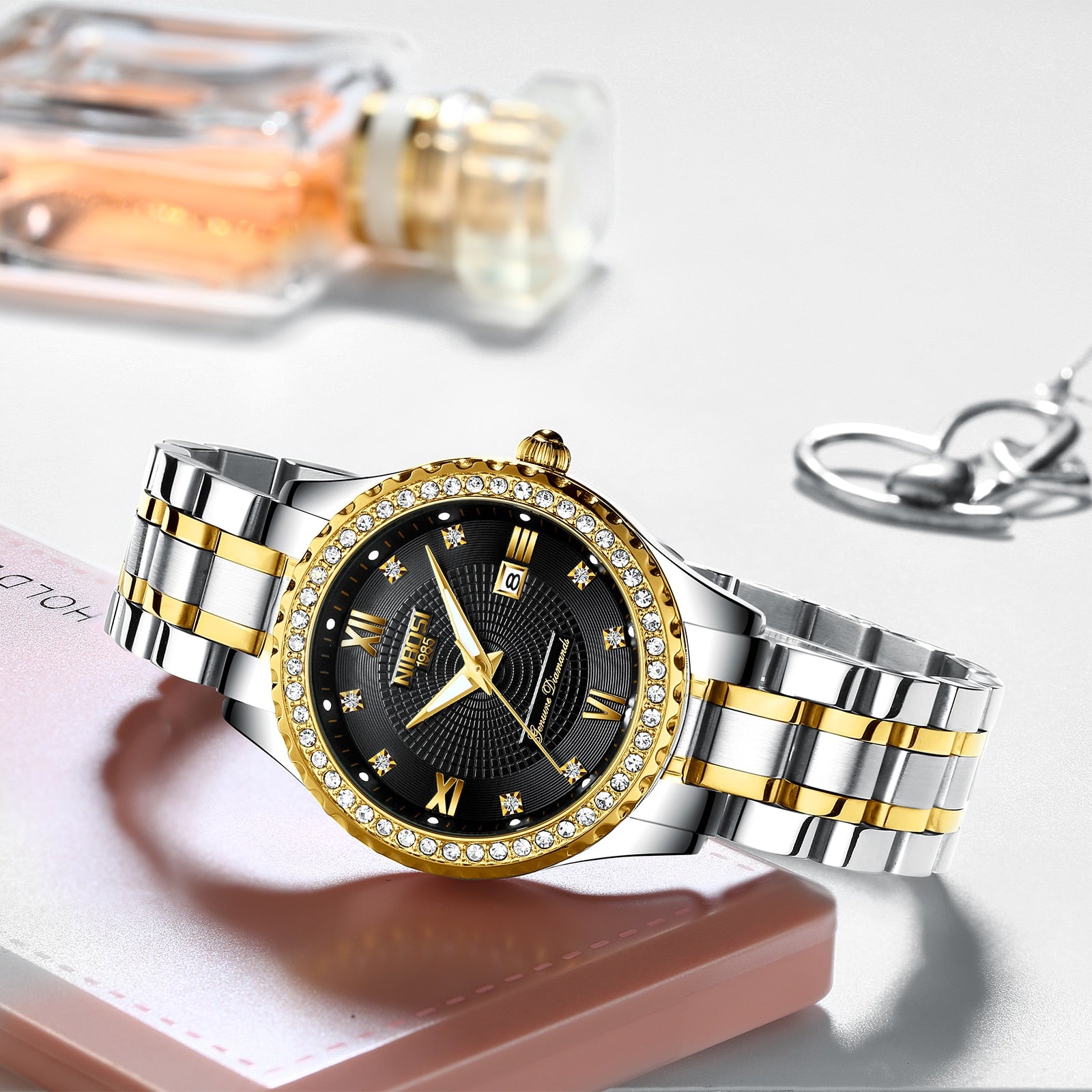 Black Couple Luxury Men's Watches Auto Date Quartz Wristwatch