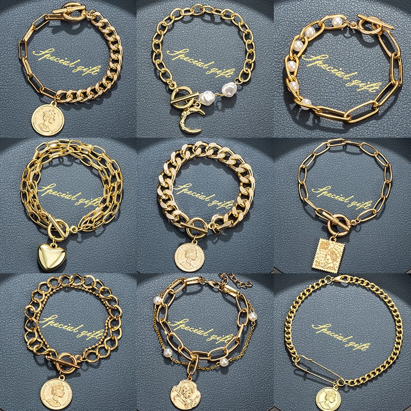 Fashion Gold Multilayer Chain Bracelets For Women