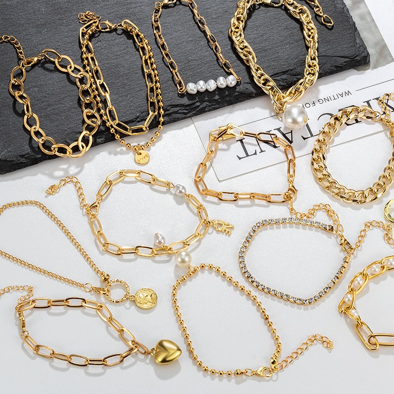 Fashion Gold Multilayer Chain Bracelets For Women