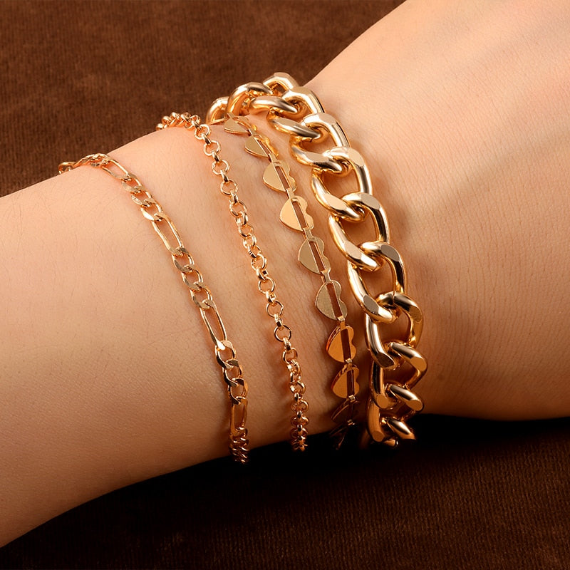Fashion Gold Multilayer Chain Bracelets For Women
