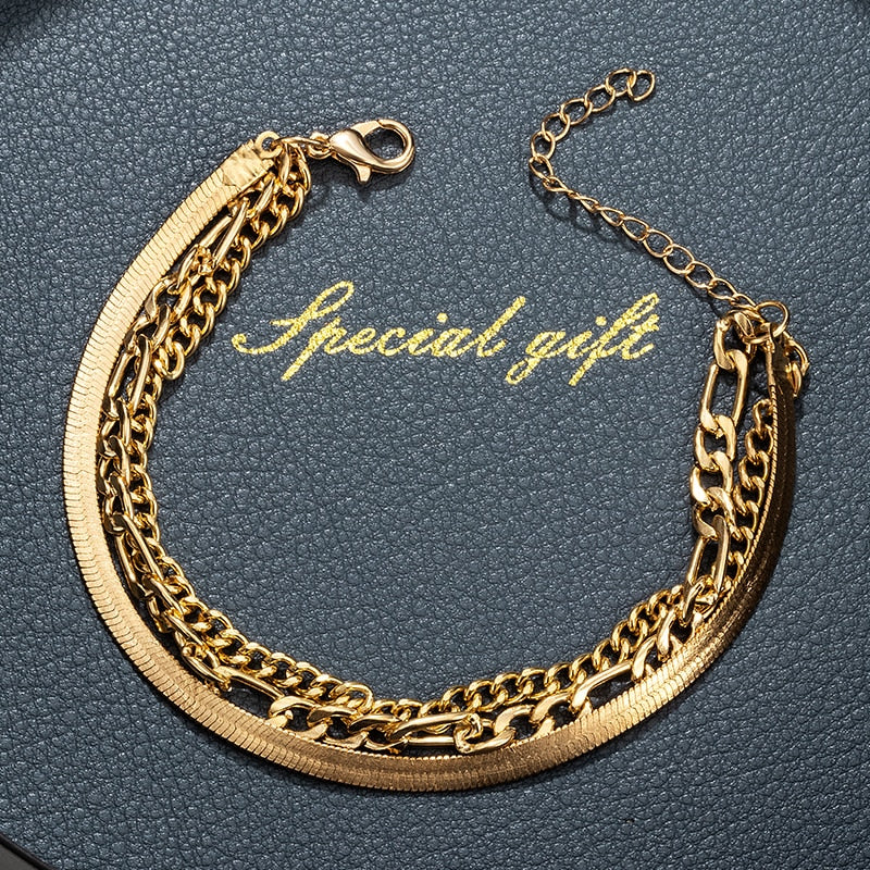 Fashion Gold Multilayer Chain Bracelets For Women