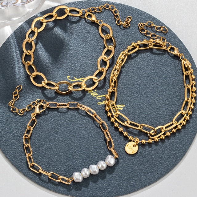 Fashion Gold Multilayer Chain Bracelets For Women